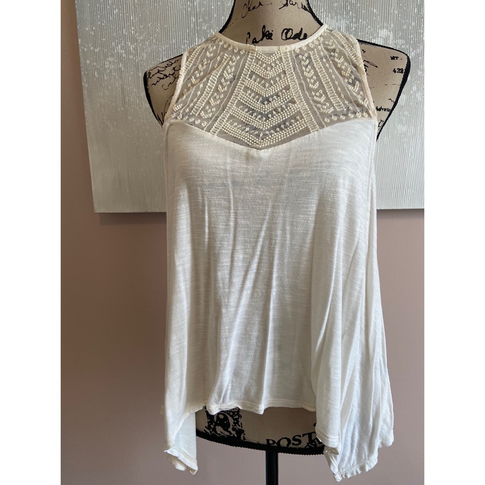 Cream tank top with lace detailing